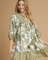 Paisley Print Dress with Tassles