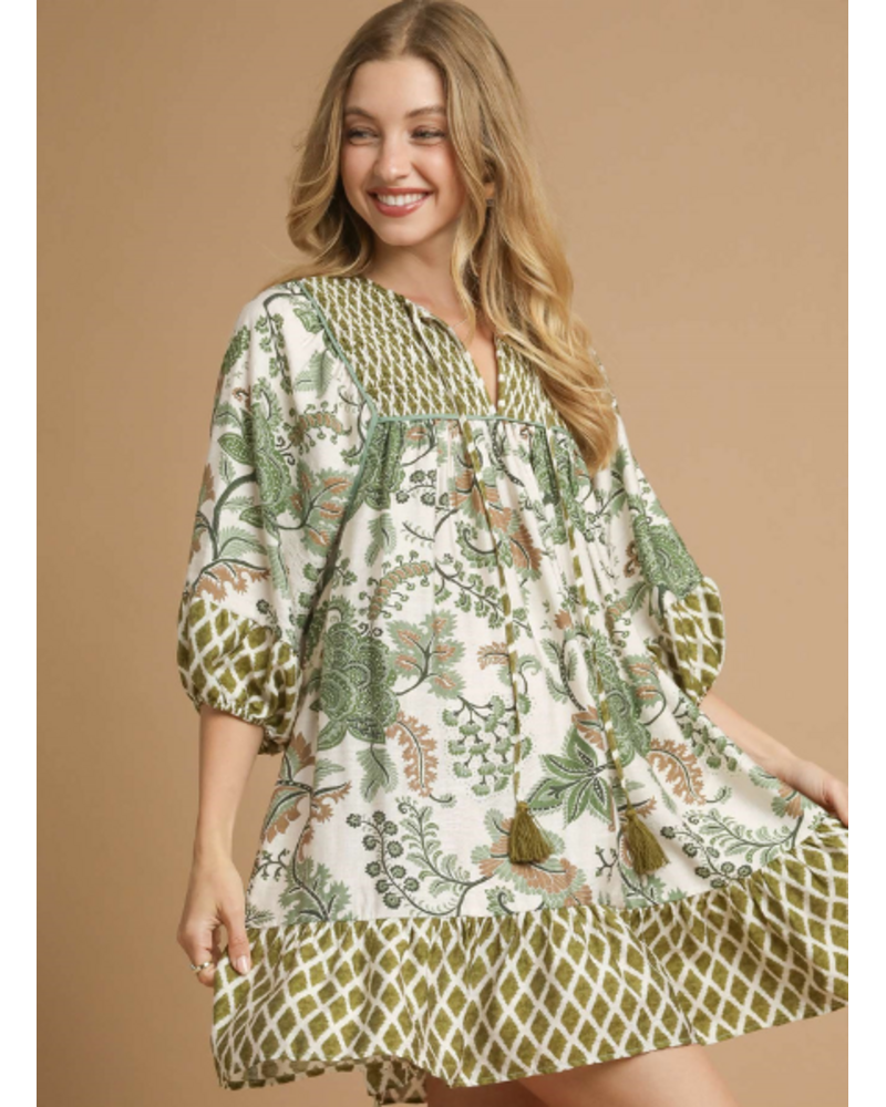 Paisley Print Dress with Tassles