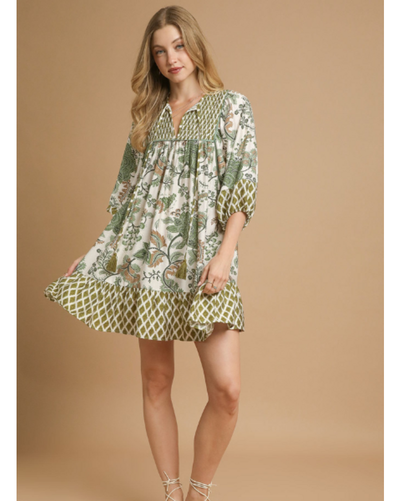 Paisley Print Dress with Tassles