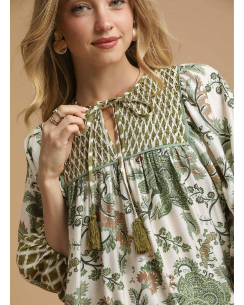 Paisley Print Dress with Tassles