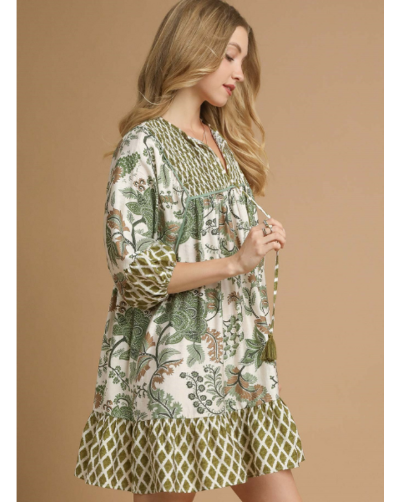 Paisley Print Dress with Tassles