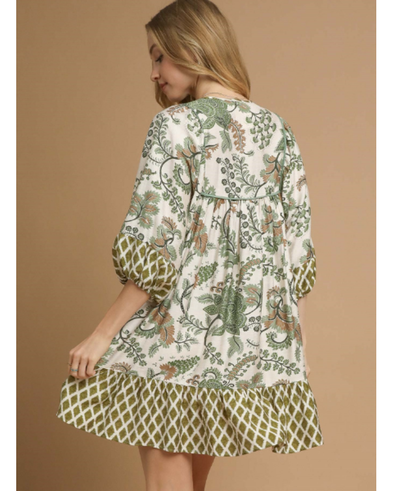 Paisley Print Dress with Tassles