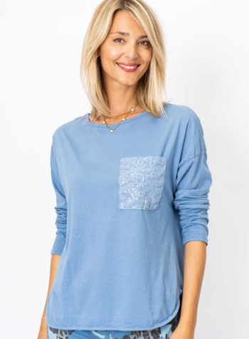 Sequin Pocket Long Sleeve Tee