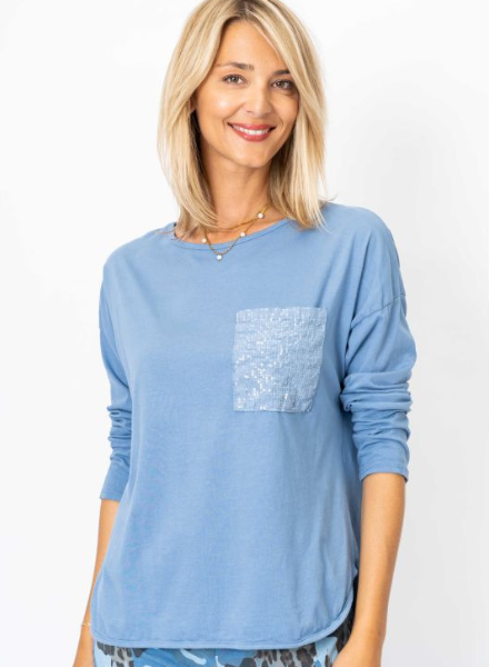 Sequin Pocket Long Sleeve Tee