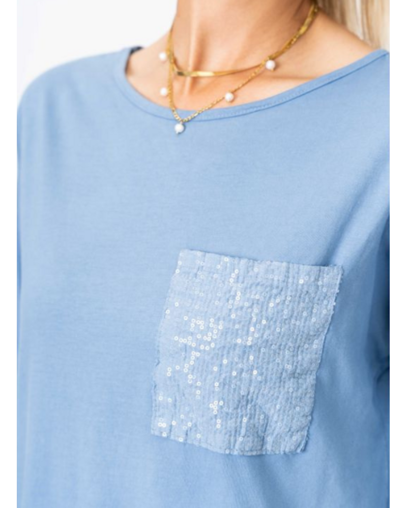 Sequin Pocket Long Sleeve Tee