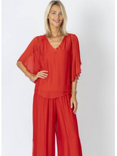 Flutter Sleeve Silk Blouse