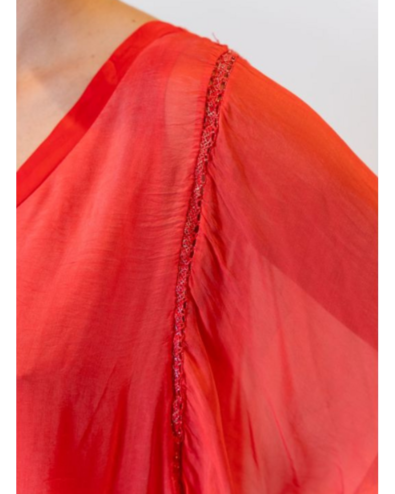 Flutter Sleeve Silk Blouse