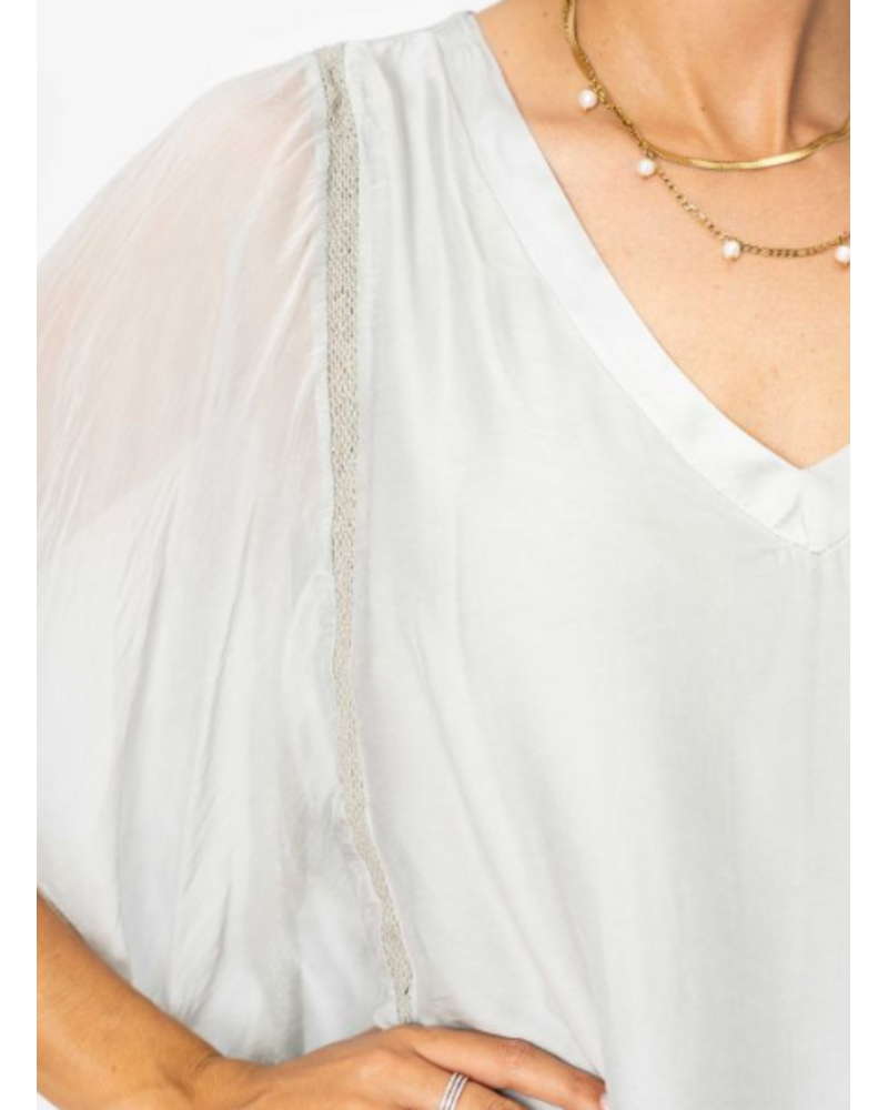 Flutter Sleeve Silk Blouse