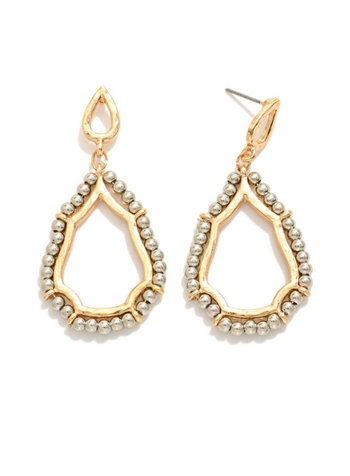 Gold Beaded Teardrop Earrings