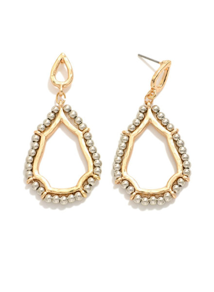 Gold Beaded Teardrop Earrings