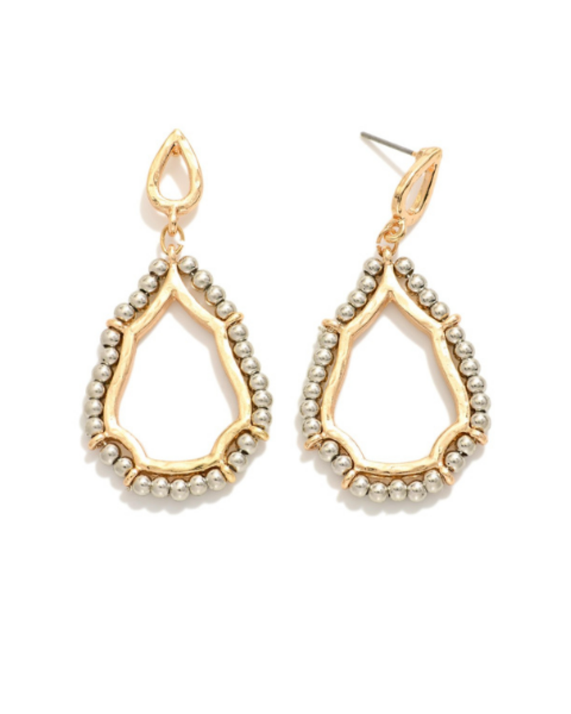 Gold Beaded Teardrop Earrings