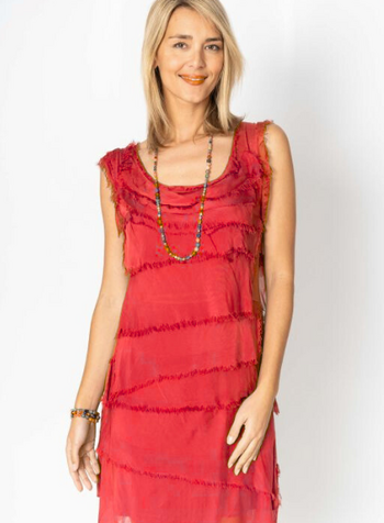 Short Silk Ruffle Dress