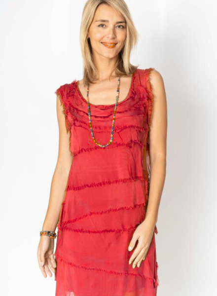 Short Silk Ruffle Dress