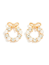 Pearl & Rhinstone Wreath Earrings