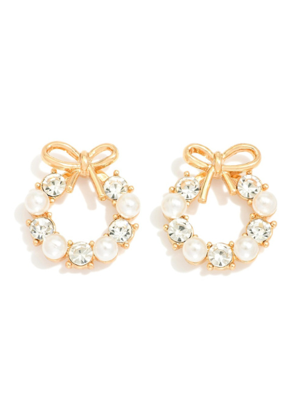 Pearl & Rhinstone Wreath Earrings