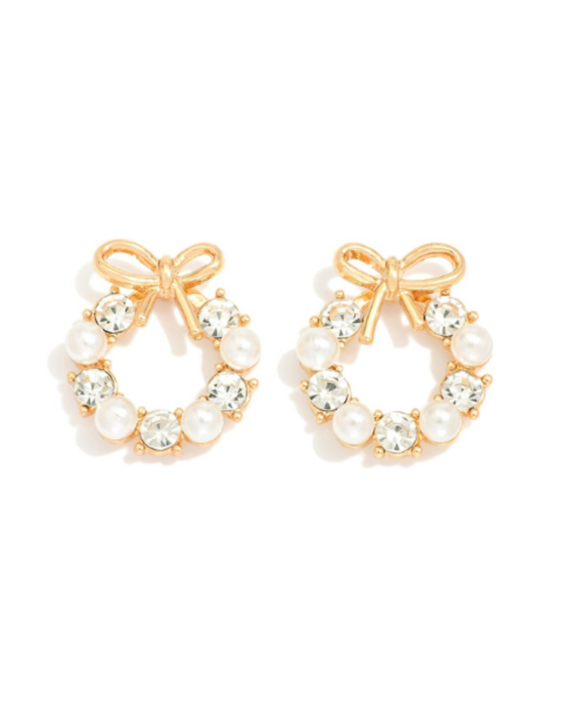 Pearl & Rhinstone Wreath Earrings