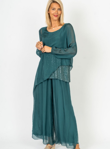 Angled Silk & Sequin Blouse