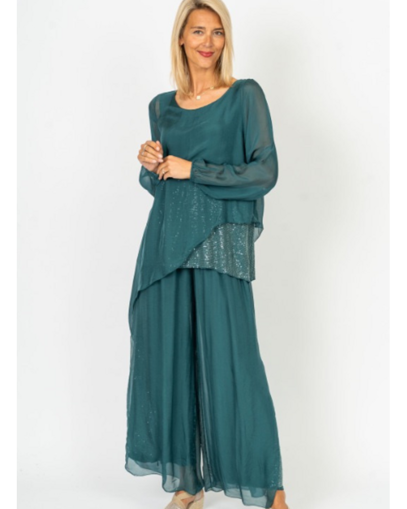 Angled Silk & Sequin Blouse