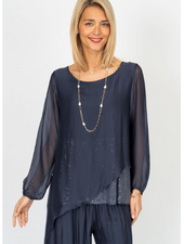 Angled Silk & Sequin Blouse