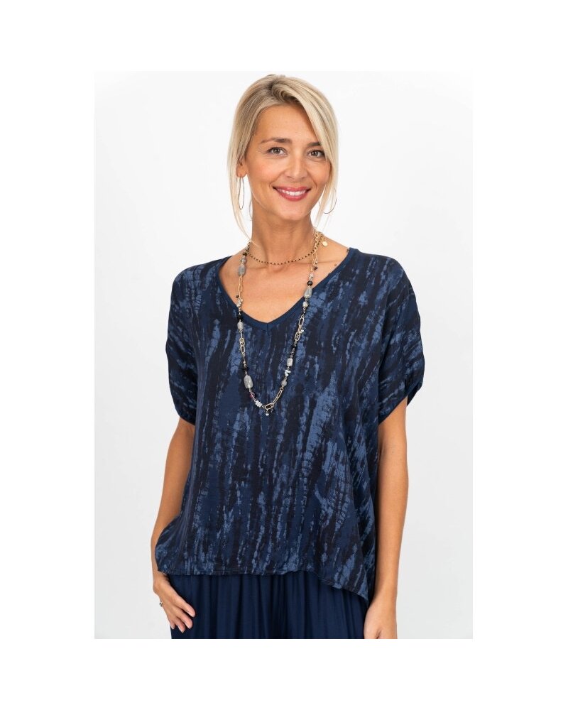 Bamboo Print Silk Blend Top