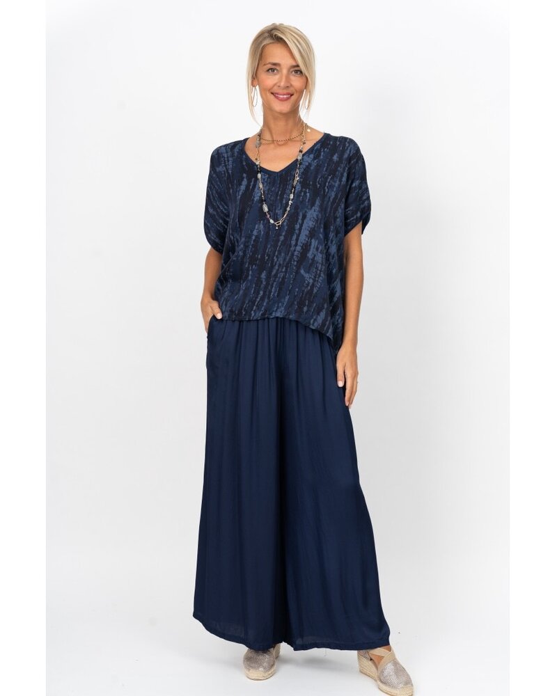 Bamboo Print Silk Blend Top