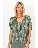 Bamboo Print Silk Blend Top