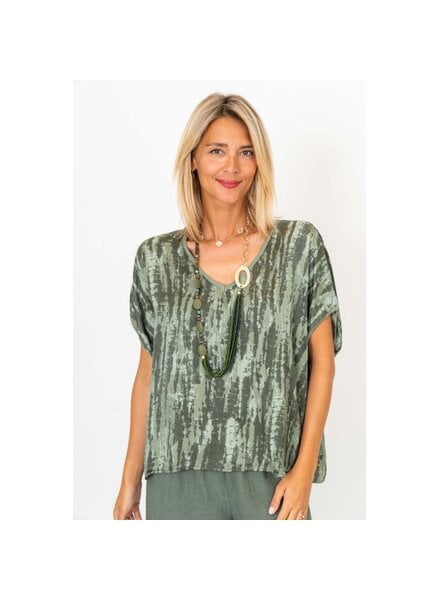 Bamboo Print Silk Blend Top