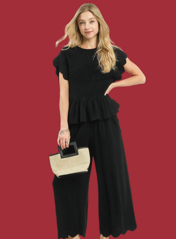 Scalloped Peplum Top