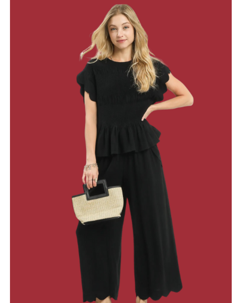 Scalloped Peplum Top