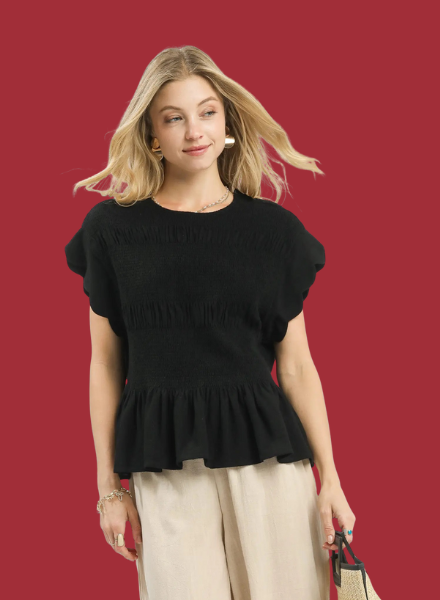 Scalloped Peplum Top