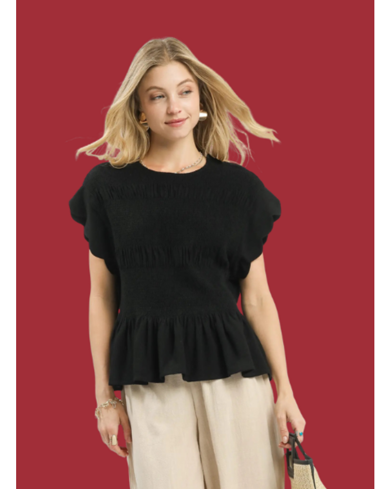 Scalloped Peplum Top