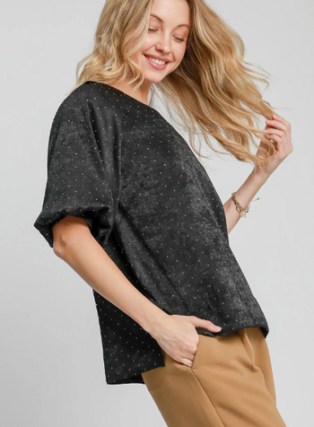 Rhinestone Satin Top