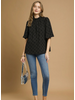 Mock Neck Textured Blouse