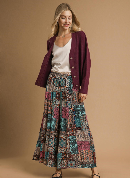 Boho Patchwork Wide Leg Pant