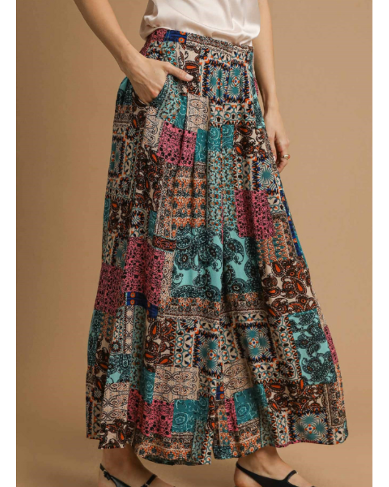 Boho Patchwork Wide Leg Pant