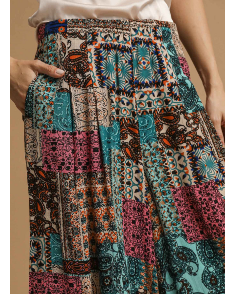 Boho Patchwork Wide Leg Pant