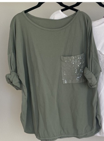 Sequin Pocket Long Sleeve Tee