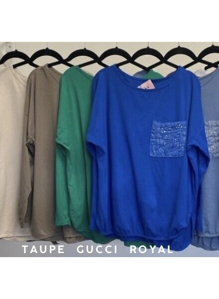 Sequin Pocket Long Sleeve Tee