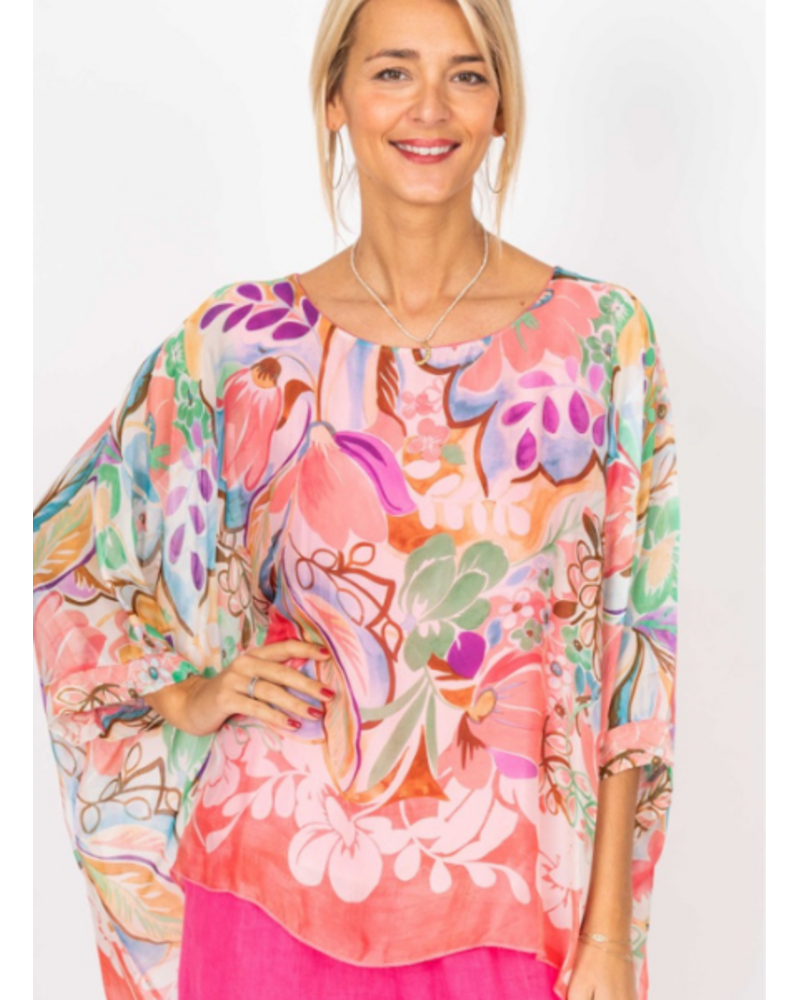 Summer Flower Silk Blouse sf