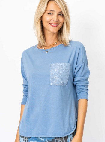 Sequin Pocket Long Sleeve Tee