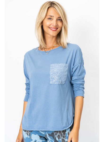 Sequin Pocket Long Sleeve Tee