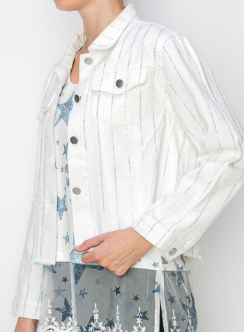 Rhinestone Stripe Jean Jacket (more colors)