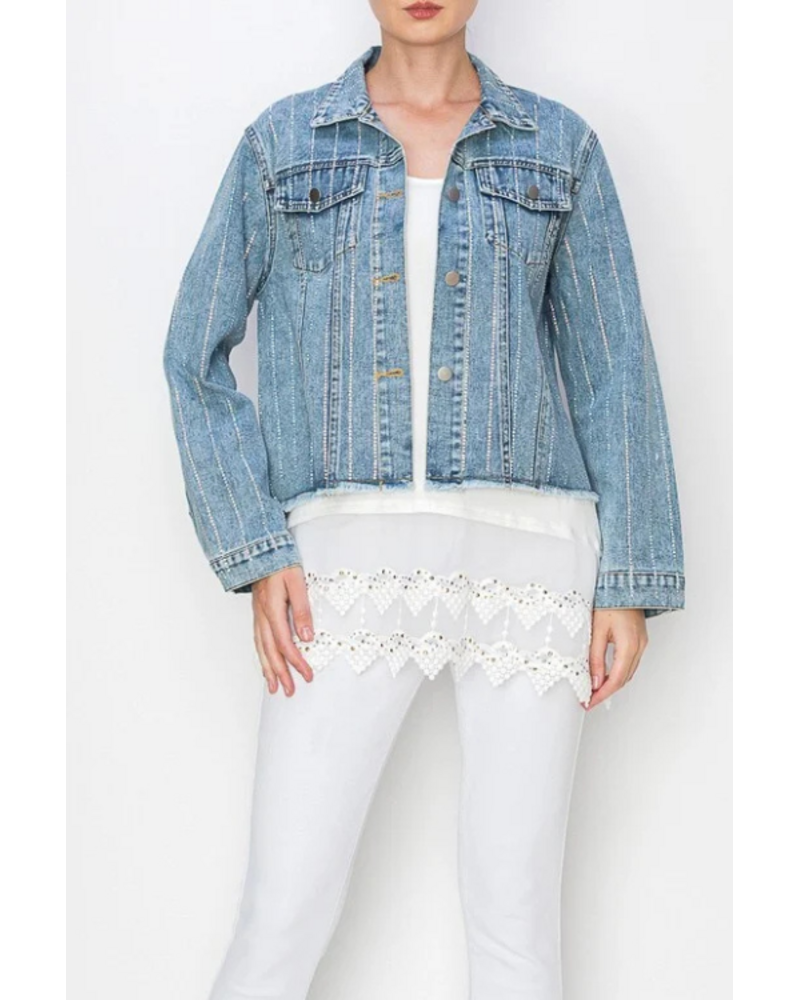 Denim Jacket with Rhinestones