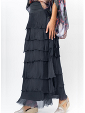 Long Ruffle Silk Skirt