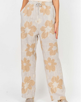 Gold Flower Linen Pant