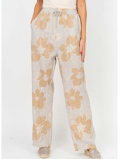 Gold Flower Linen Pant