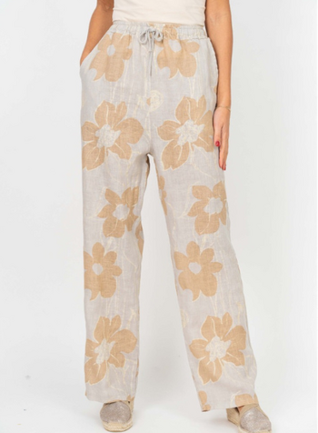 Gold Flower Linen Pant 2097GF