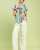 Paisley Fluter Sleeve Top