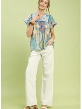 Paisley Fluter Sleeve Top