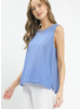 Button Back Frayed Edge Sleeveless Top